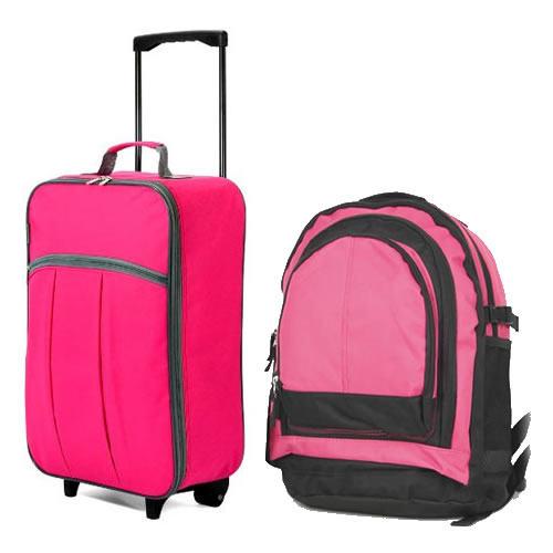 Ryanmax Priority CabinSet 55x35x20cm & 40x20x25cm FlyFree Backpack Pink